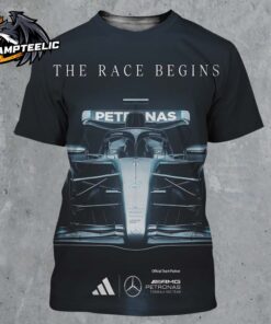 Mercedes AMG F1 X Adidas Partnership The Race Begins All Over Print Shirt