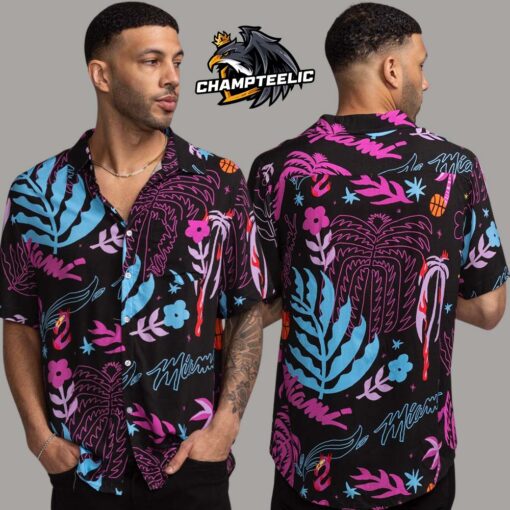 Miami Heat NBA Court Culture Vice Floral Button Down 2025 Hawaiian Shirt