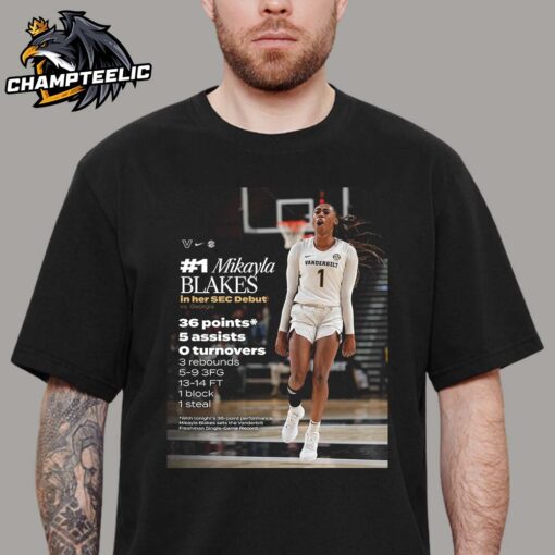 Mikayla Blakes In Her SEC Debut Vanderbilt Commodores Women’s Basketball Sets The Vanderbilt Freshman Single Game Record With 36 Points Classic T-Shirt