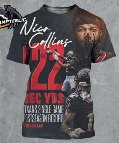 Nico Collins Make Texans History 122 Rec YDS Texans Single Game Postseason Record All Over Print Shirt