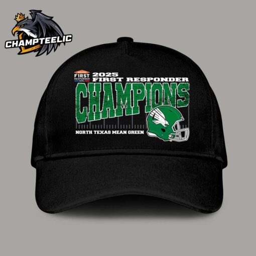 North Texas Mean Green 2025 Servpro First Responder Bowl Champions Vintage Style With Helmet College Football Bowl Game Cap Hat Snapback