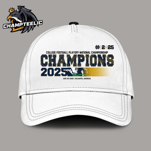 Notre Dame Fighting Irish 2025 College Football Playoff National Championship Champions Mascot Text Logo Cap Hat Snapback