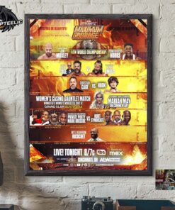 Official Poster AEW Dynamite Maximum Carnage All Match Cards Home Decor Poster Canvas