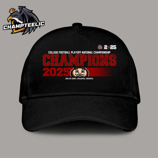 Ohio State Buckeyes 2025 College Football Playoff National Championship Champions Mascot Text Logo Cap Hat Snapback