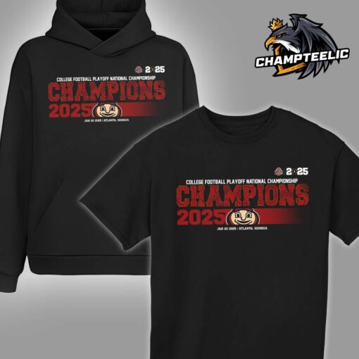 Ohio State Buckeyes 2025 College Football Playoff National Championship Champions Mascot Text Logo Vintage T-Shirt