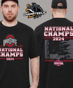 Ohio State Buckeyes Champion College Football Playoff 2024 National Champions Schedule T-Shirt