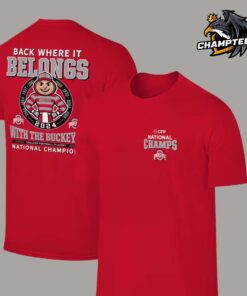 Ohio State Buckeyes College Football Playoff 2024 National Champions Mascot Back Where It Belongs Two Sides T-Shirt