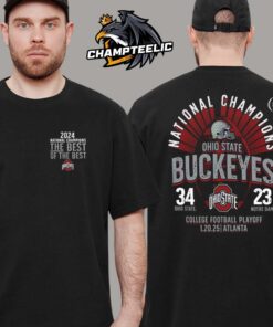 Ohio State Buckeyes College Football Playoff 2024 National Champions Score 34 23 Two Sides T-Shirt