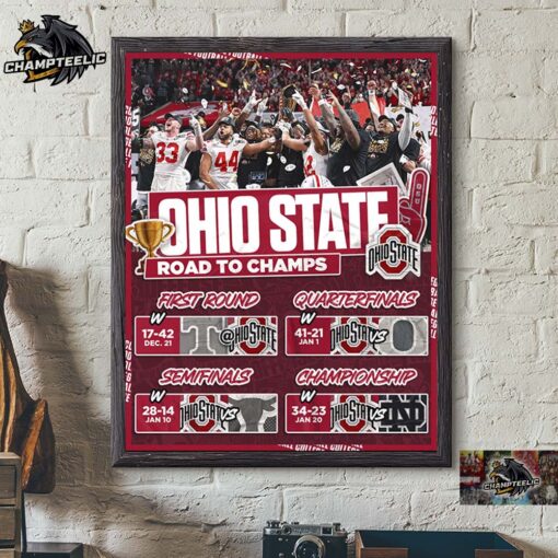 Ohio State Buckeyes The Road To Champs 2024 2025 College Football National Champions Home Decor Poster Canvas