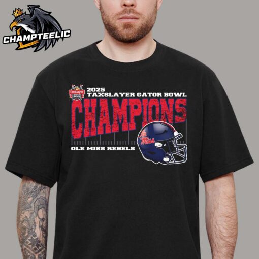 Ole Miss Rebels 2025 TaxSlayer Gator Bowl Champions Vintage Style With Helmet Unisex T-Shirt