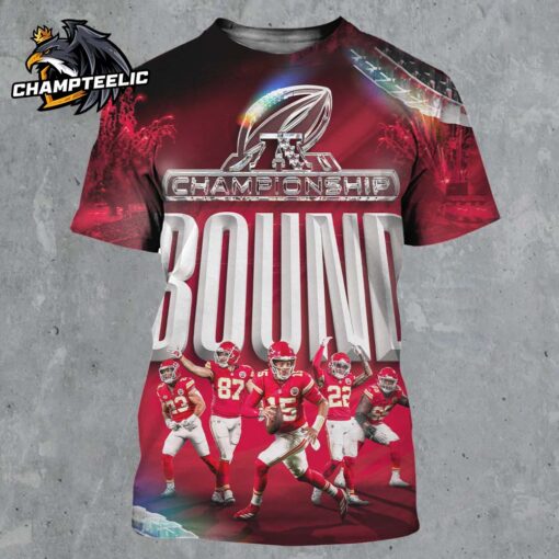 One Step Closer Kansas City Chiefs 2025 AFC Championship Bound All Over Print Shirt