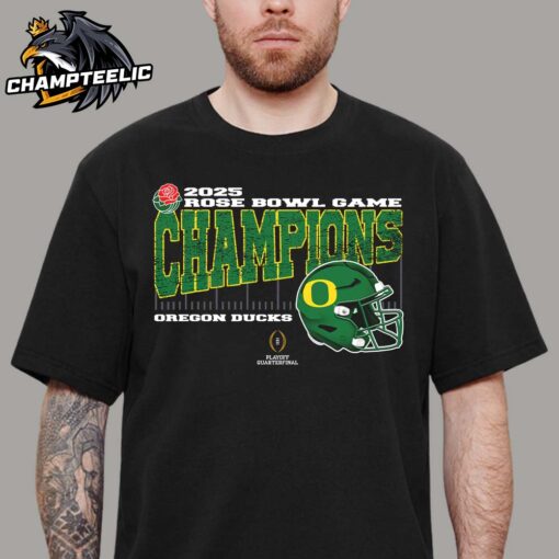 Oregon Ducks 2025 Rose Bowl Game Champions College Football Playoff Quarterfinal Vintage Style With Helmet Unisex T-Shirt