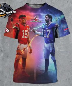 Patricks Mahomes And Josh Allen Rivalry 2025 AFC Championship Showdown Fire And Ice All Over Print Shirt