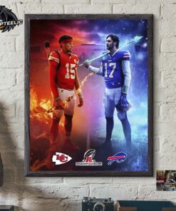 Patricks Mahomes And Josh Allen Rivalry 2025 AFC Championship Showdown Fire And Ice Home Decor Poster Canvas