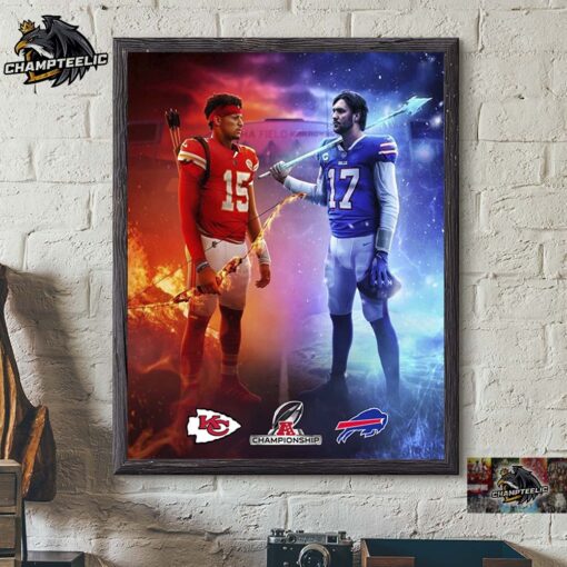 Patricks Mahomes And Josh Allen Rivalry 2025 AFC Championship Showdown Fire And Ice Home Decor Poster Canvas