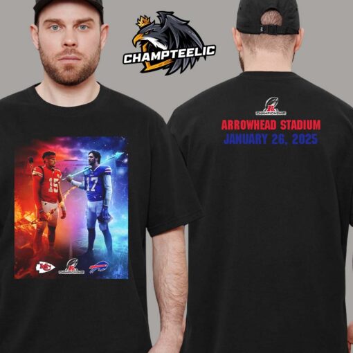 Patricks Mahomes And Josh Allen Rivalry 2025 AFC Championship Showdown Fire And Ice Two Sides Unisex T-Shirt