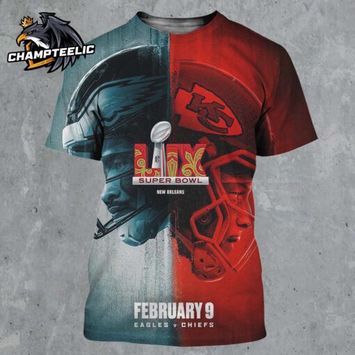 Philadelphia Eagles And Kansas City Chiefs Super Bowl LIX The Rematch On February 9 In New Orleans Daredevil Born Again Poster Style All Over Print Shirt