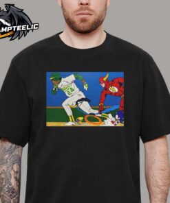 Rickey Henderson Timed Giclee Print Racing With Cartoon Characters Unisex T-Shirt