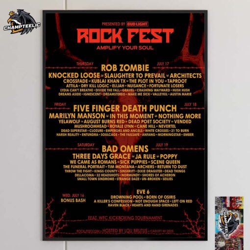 Rock Fest Wisconsin 2025 Amplify Your Soul Daily Lineups Poster Event From July 17 To 19 2025 Home Decor Poster Canvas