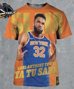 SLAM 254 Karl Anthony Towns New York Knicks Ya Tu Sabe On Cover Gold The Metal Editions All Over Print Shirt