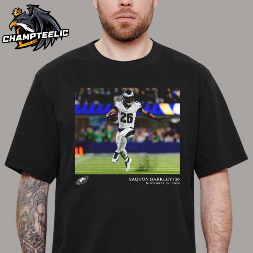 Saquon Barkley Philadelphia Eagles Flash Features Week 12 Sets Franchise Single Game Rushing Record vs Los Angeles Rams Unisex T-Shirt