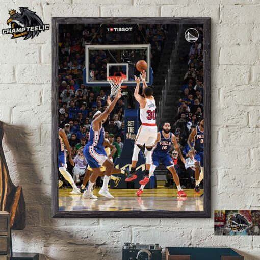 Stephen Curry Eight Shots From Distance Eight Makes Most Made Threes In A Game Without A Miss In The Warriors Vs 76ers Game Home Decor Poster Canvas