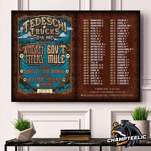 Tedeschi Trucks Band Live In 25 Tour With Whiskey Myers An Gov’t Mule Tour Schedule Date List Landscape Poster Canvas For Home Decorations