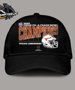 Texas Longhorns 2025 Chick fil A Peach Bowl Champions College Football Playoff Quarterfinal Vintage Style With Helmet Classic Cap Hat Snapback