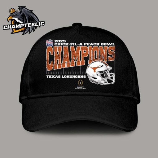 Texas Longhorns 2025 Chick fil A Peach Bowl Champions College Football Playoff Quarterfinal Vintage Style With Helmet Classic Cap Hat Snapback