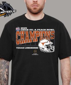 Texas Longhorns 2025 Chick fil A Peach Bowl Champions College Football Playoff Quarterfinal Vintage Style With Helmet Unisex T-Shirt