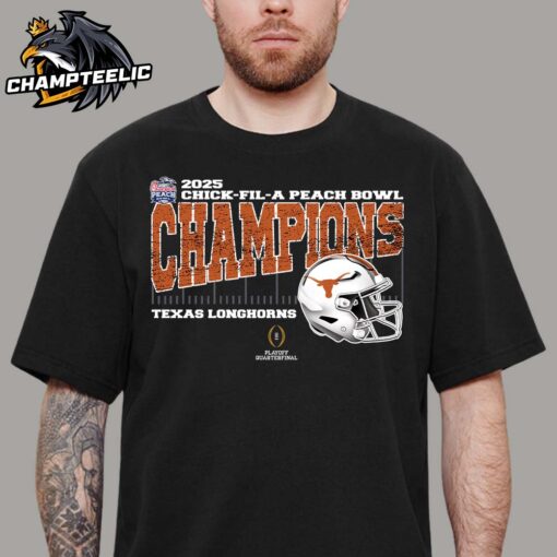 Texas Longhorns 2025 Chick fil A Peach Bowl Champions College Football Playoff Quarterfinal Vintage Style With Helmet Unisex T-Shirt