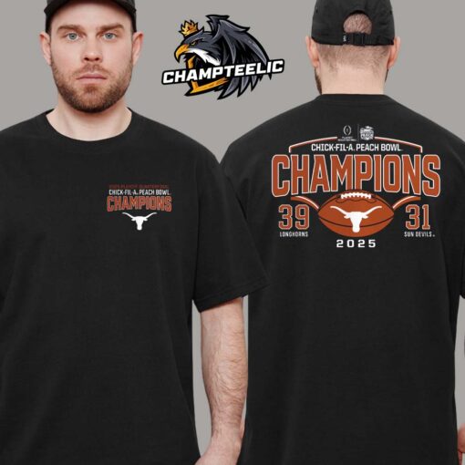 Texas Longhorns College Football Playoff 2025 Peach Bowl Champions Victory Ahead Two Sides Unisex T-Shirt