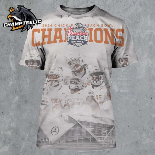 Texas Longhorns Football 2025 Chick Fil A Peach Bowl Champions Official Poster Fellin Peachy All Over Print Shirt