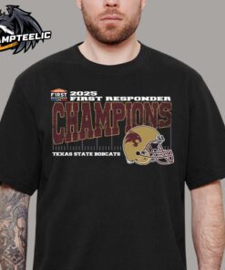 Texas State Bobcats 2025 Servpro First Responder Bowl Champions Vintage Style With Helmet College Football Bowl Game Unisex T-Shirt