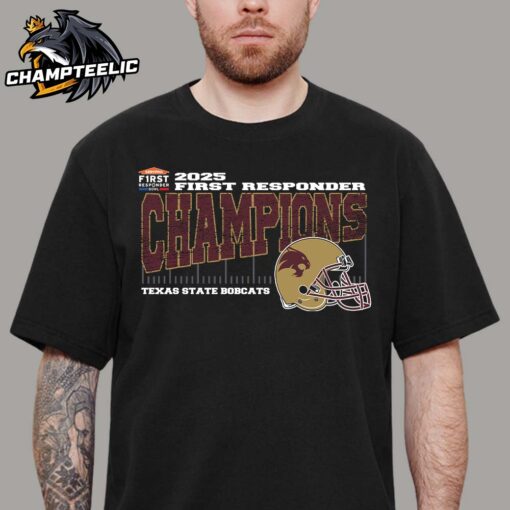 Texas State Bobcats 2025 Servpro First Responder Bowl Champions Vintage Style With Helmet College Football Bowl Game Unisex T-Shirt