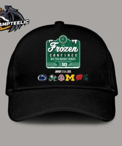 The Frozen Confines Big Ten Hockey Series At Wrigley Field 2025 Logo With Teams List Classic Cap Hat Snapback