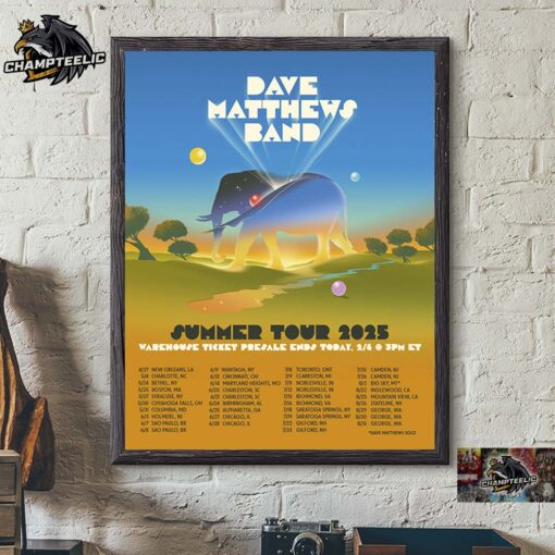 Dave Matthews Band Summer Tour 2025 North America Tour Dates Home Decor Poster Canvas