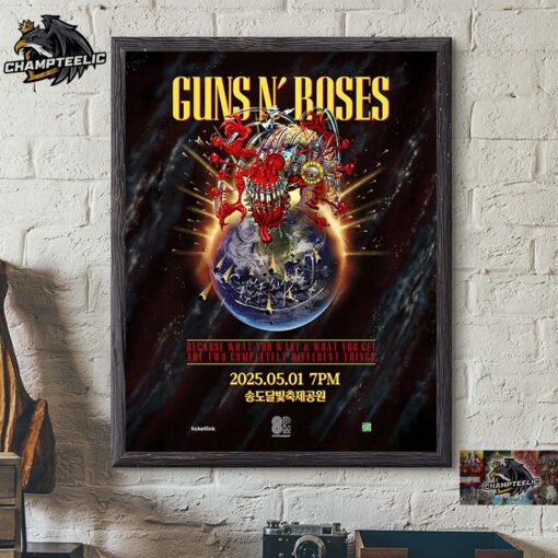 Guns N Roses Tour 2025 South Korea Gig Poster On May 1 2025 Home Decor Poster Canvas